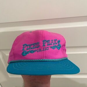 Vintage Pink and Teal Pikes Peak Cap